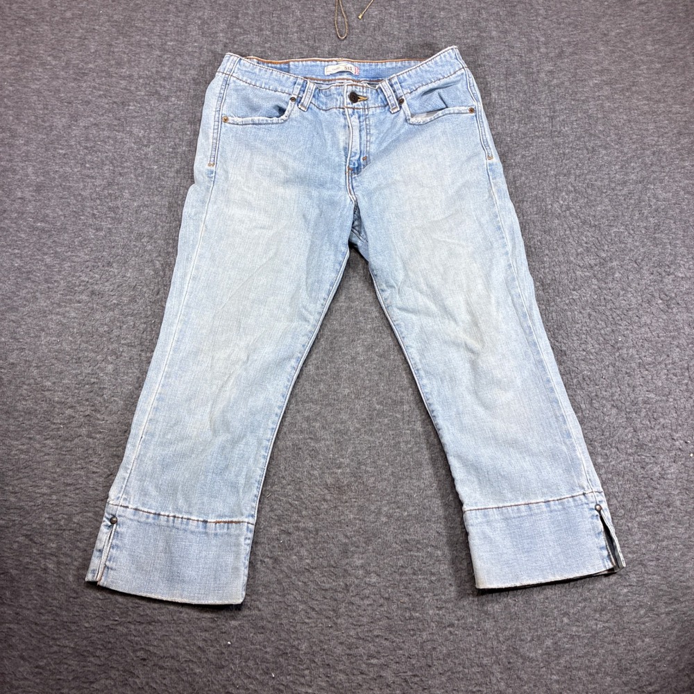 Levi's Capri 515 Jeans Women 8 Light Blue Wide Cuff Stretch Y2K Denim Western